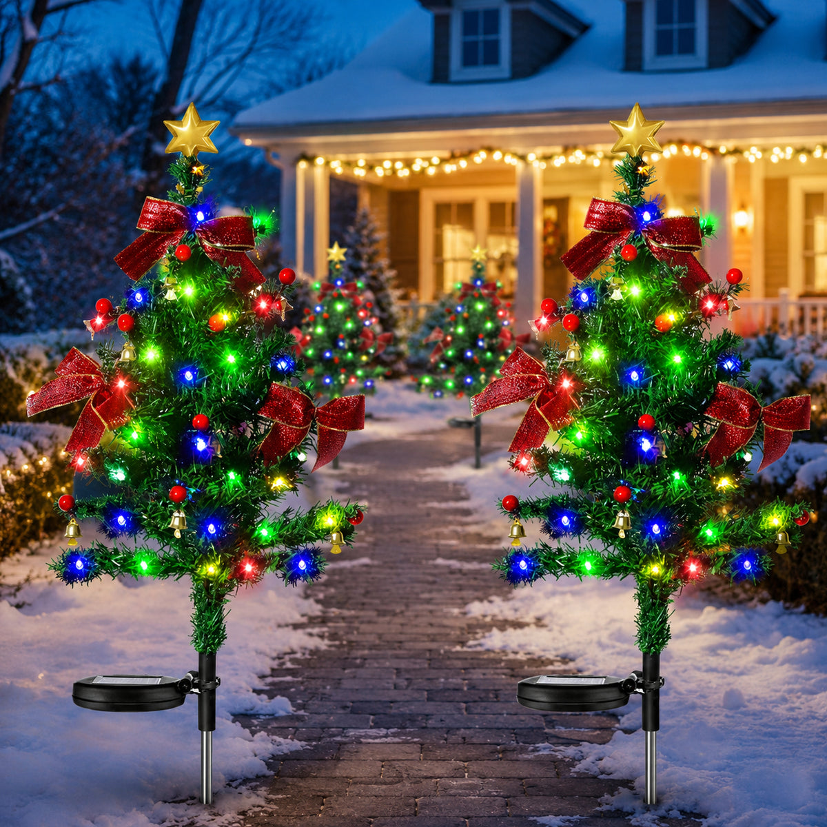 Último día 50% DTO.🎄Luces de árbol de Navidad solares 2026, decoración exterior impermeable
