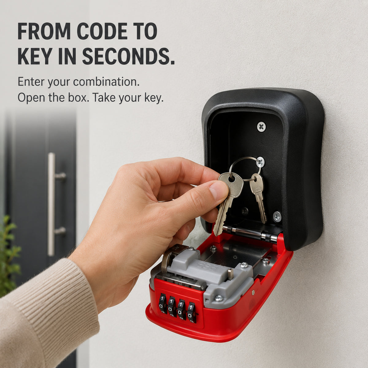 Nunca más te quedes fuera 🔐 | Caja de seguridad para llaves de montaje en pared de 4 dígitos