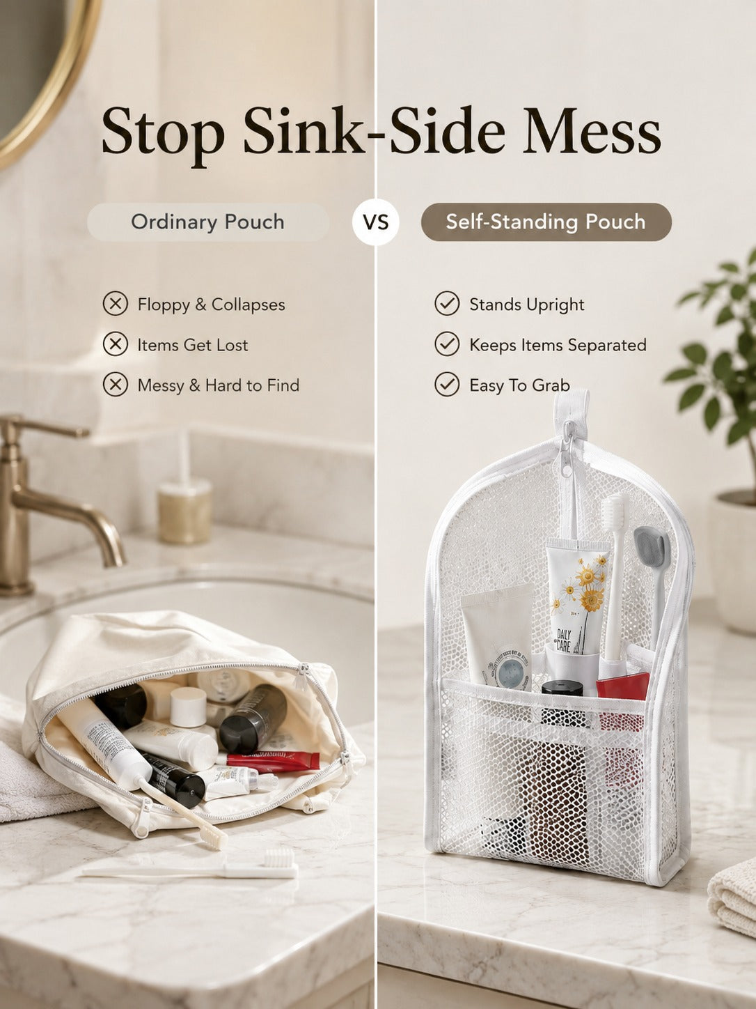 🎒Mesh Zipper Toiletry Storage Pouch-Buy 1 get 1 free - Multi-Pocket Travel Cosmetic Organizer Bag