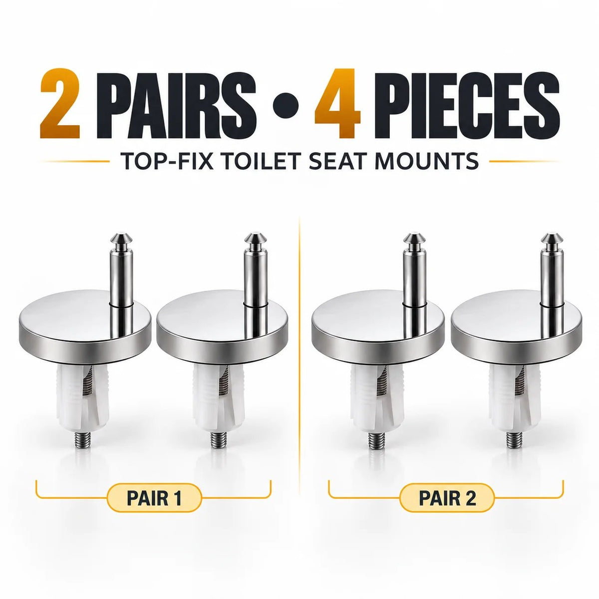 🔩 4-Pack Top-Fix Toilet Seat Hinge Bolts – Adjustable Anti-Wobble Replacement Kit