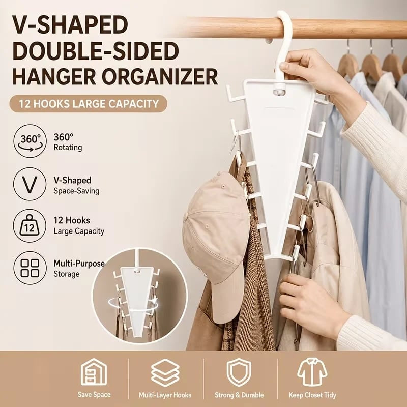 🎁Multi‑Functional V‑Shaped Double‑Sided Hanger Storage Rack