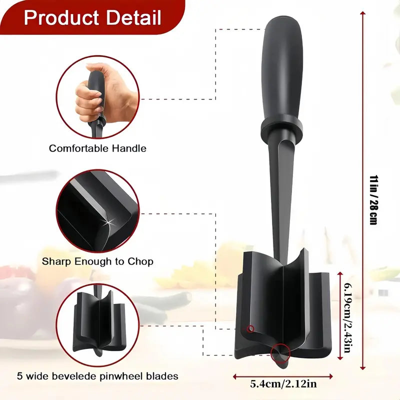 Ground Meat Masher, Heat-Resistant Handheld Meat Chopper, Kitchen Gadget & Accessory, Versatile Kitchen Tool, Kitchen Utensils for Hamburger Prep, Gift Idea for Summer