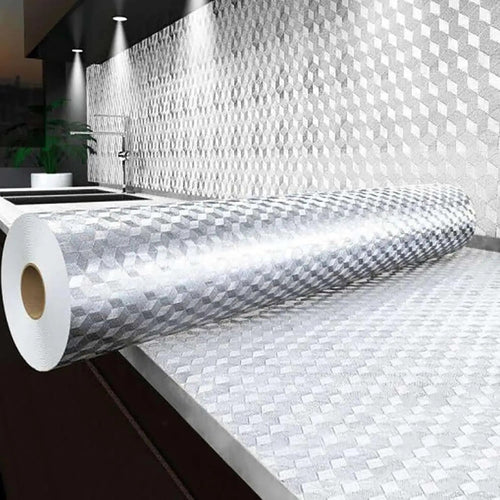 ✨Stainless Steel Kitchen Oil-Proof Adhesive Wallpaper Roll
