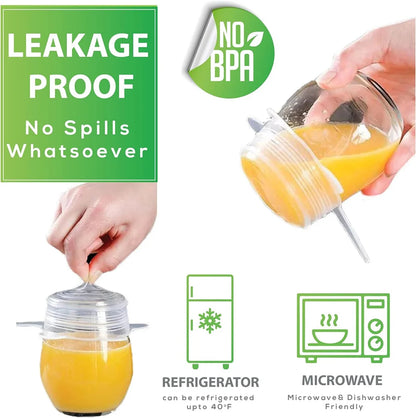 6Pcs Reusable Silicone Stretch Lids for fit bowls, cups, fruits & more.
