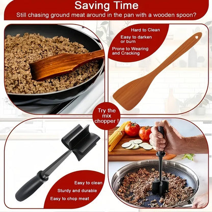 Ground Meat Masher, Heat-Resistant Handheld Meat Chopper, Kitchen Gadget & Accessory, Versatile Kitchen Tool, Kitchen Utensils for Hamburger Prep, Gift Idea for Summer