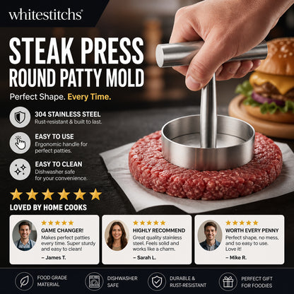 🔥50% OFF!🥩Steak Press Round Patty Mold | Food‑Grade 304 Stainless Steel Burger Patty Maker