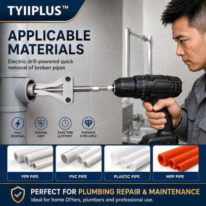 Drill-Powered Broken Pipe Thread Extractor – Universal 1/2", 3/4" & 1" Broken Pipe Nipple Remover Tool