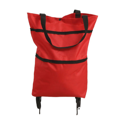 Foldable Shopping Trolley Bag with Wheels, Portable Reusable Grocery Tote, Lightweight Rolling Shopping Cart Bag with Carry Handles