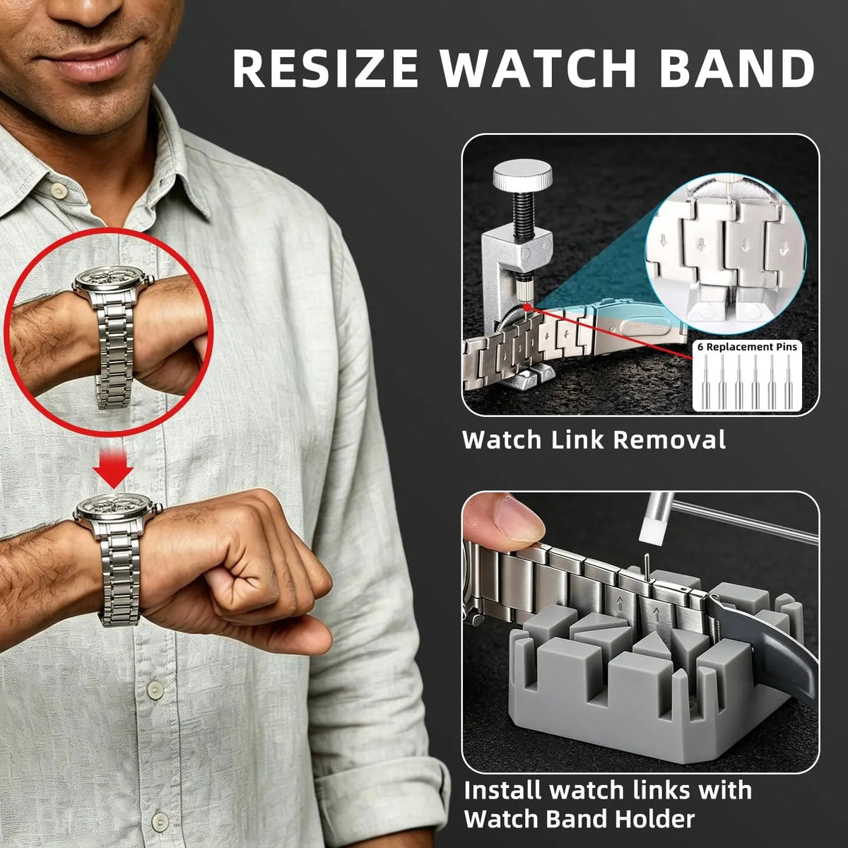 ⚡Watch Repair Tool Kit - Watch Battery Replacement & Strap Disassembly Tools, Case Opener, Spring Bar & Pin Remover
