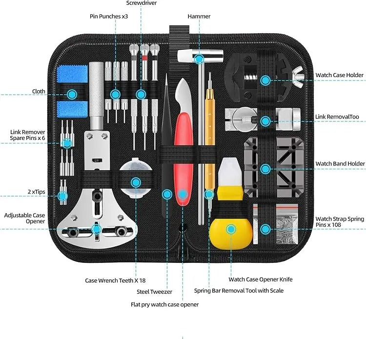 ⚡Watch Repair Tool Kit - Watch Battery Replacement & Strap Disassembly Tools, Case Opener, Spring Bar & Pin Remover