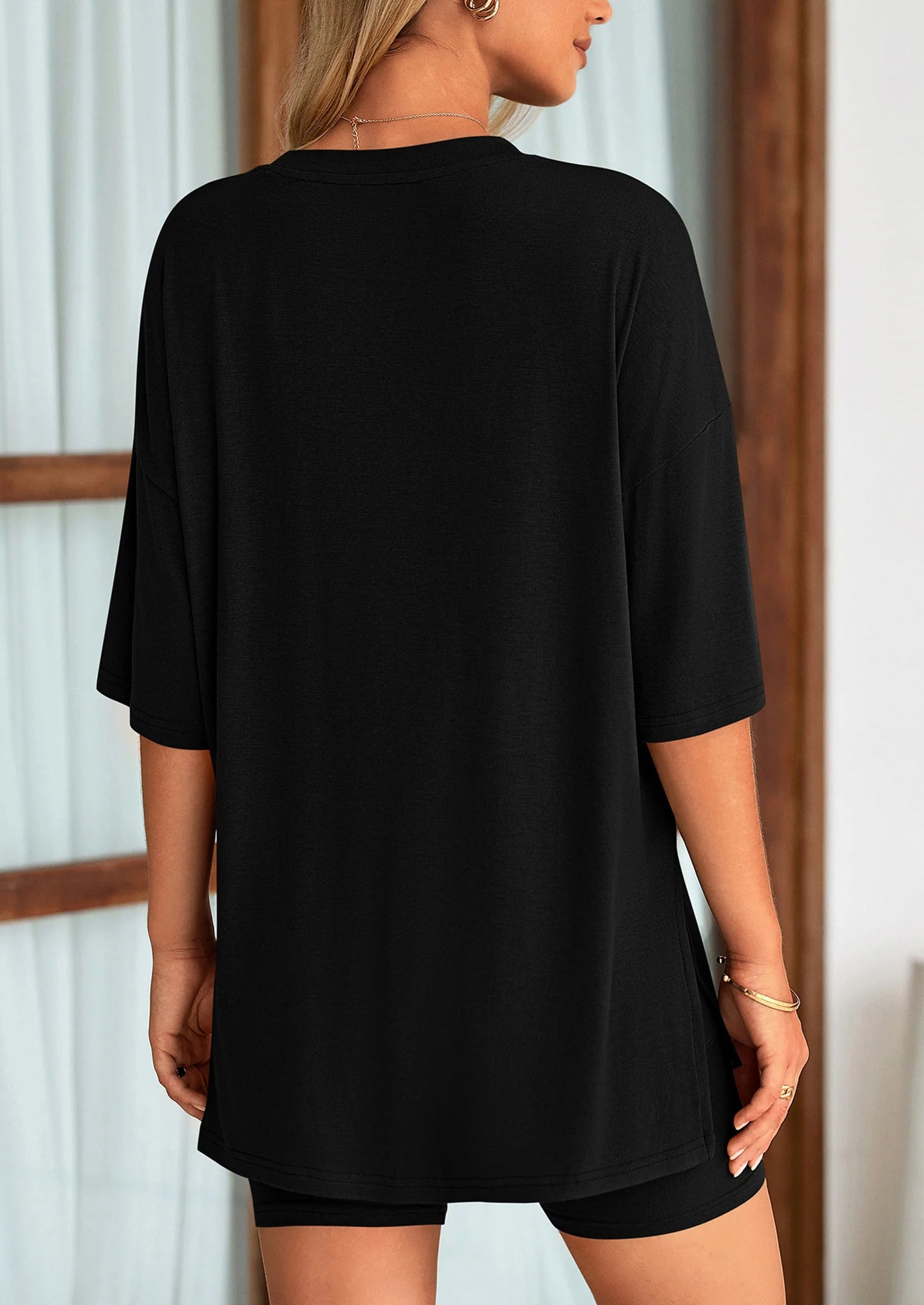 Women's Two Piece Lounge Set Summer Casual Oversized Shirts