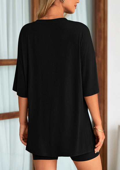 Women's Two Piece Lounge Set Summer Casual Oversized Shirts