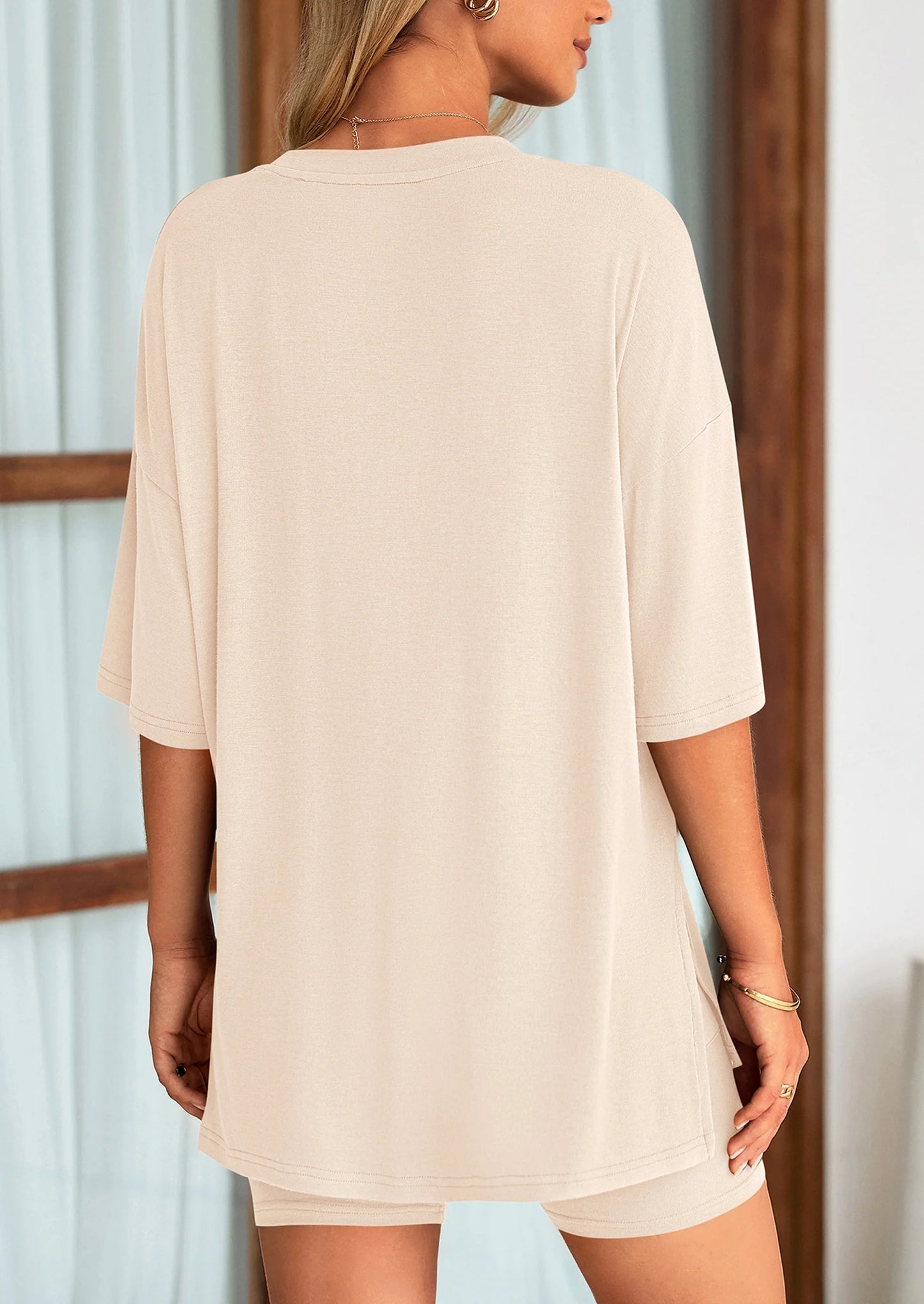 Women's Two Piece Lounge Set Summer Casual Oversized Shirts