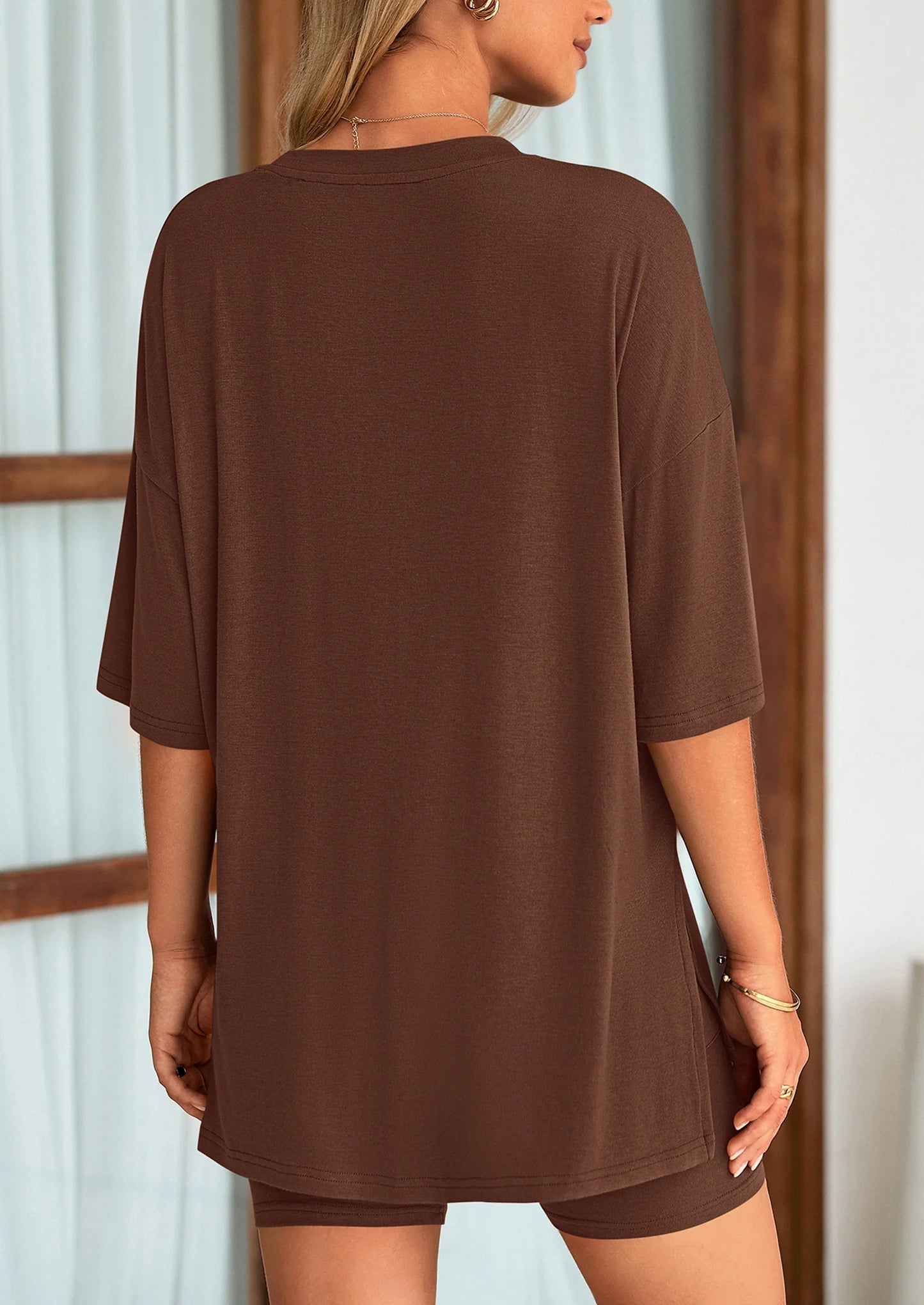 Women's Two Piece Lounge Set Summer Casual Oversized Shirts