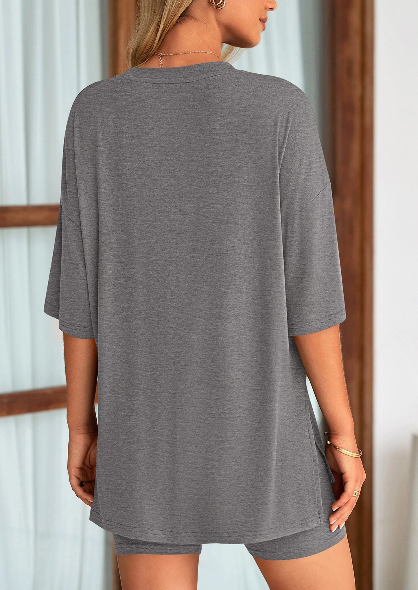 Women's Two Piece Lounge Set Summer Casual Oversized Shirts