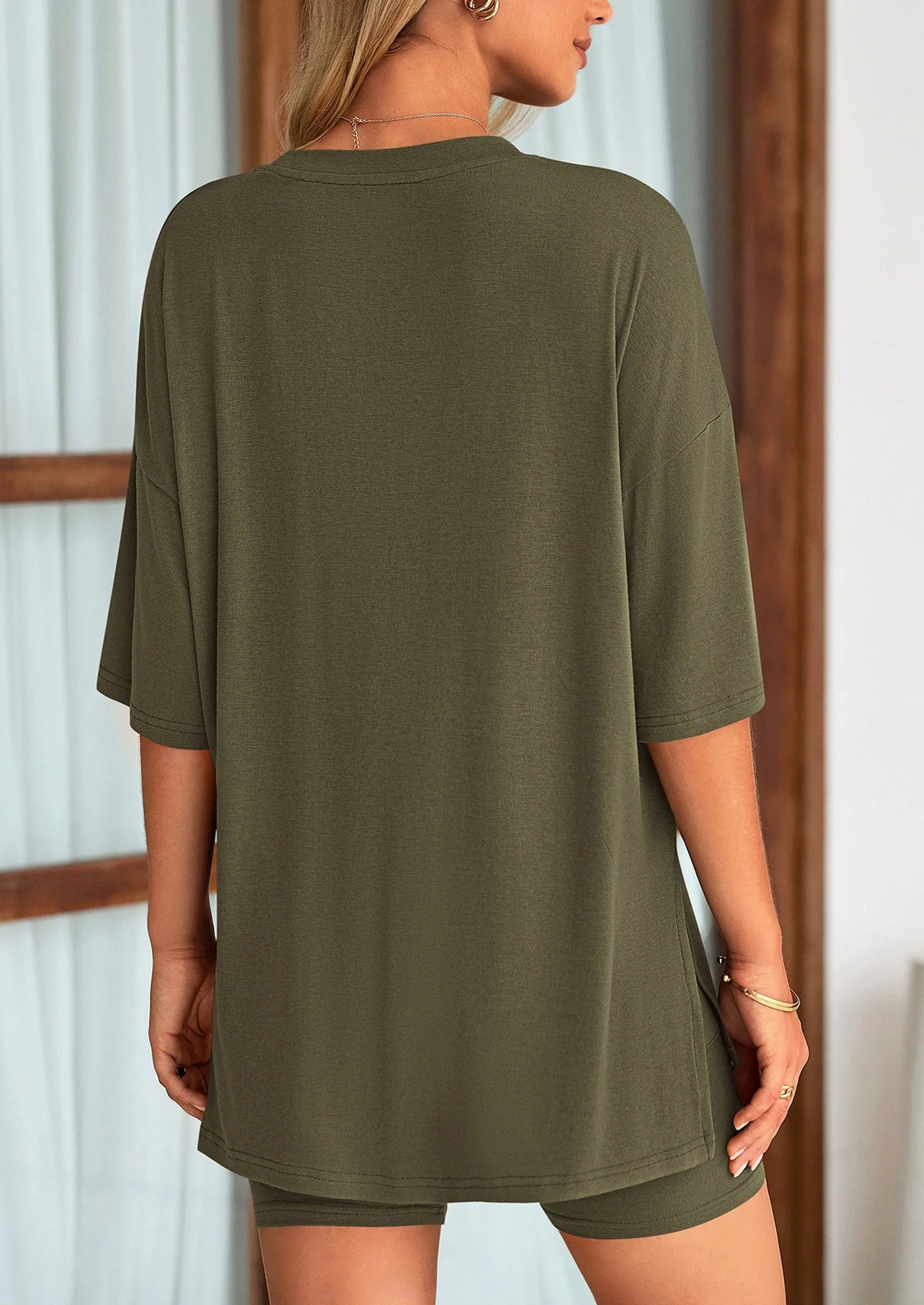 Women's Two Piece Lounge Set Summer Casual Oversized Shirts