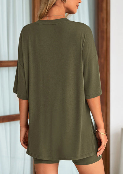 Women's Two Piece Lounge Set Summer Casual Oversized Shirts