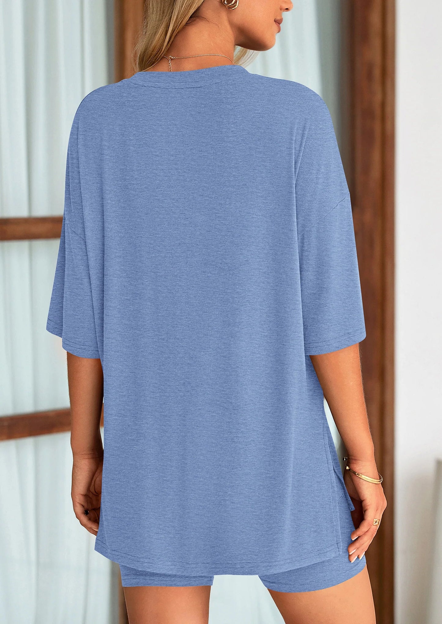 Women's Two Piece Lounge Set Summer Casual Oversized Shirts