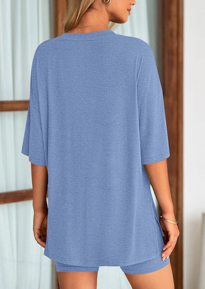Women's Two Piece Lounge Set Summer Casual Oversized Shirts