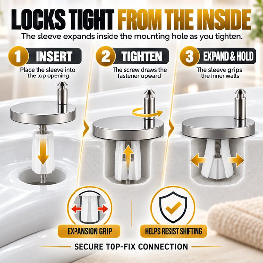 🔩 4-Pack Top-Fix Toilet Seat Hinge Bolts – Adjustable Anti-Wobble Replacement Kit