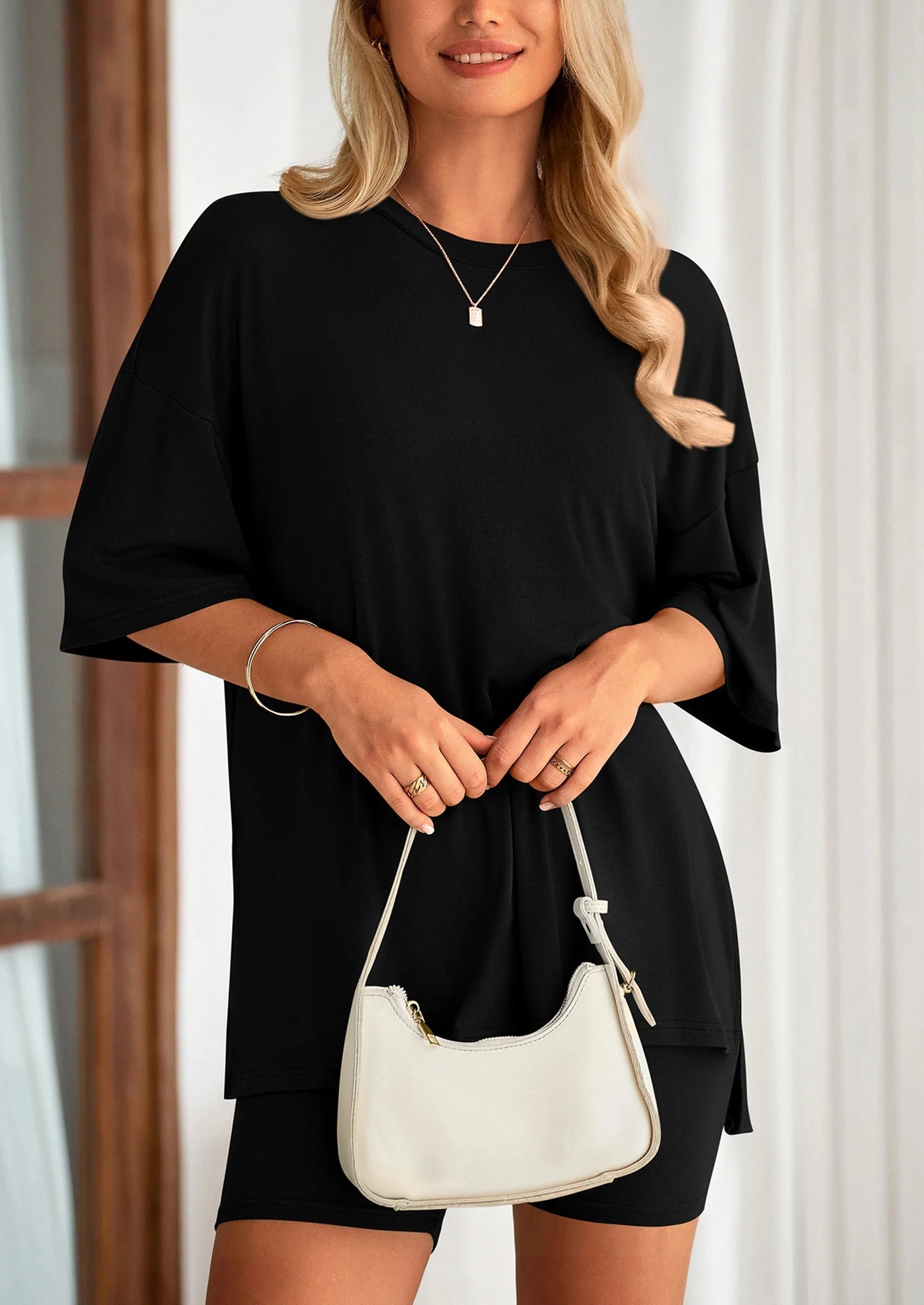 Women's Two Piece Lounge Set Summer Casual Oversized Shirts