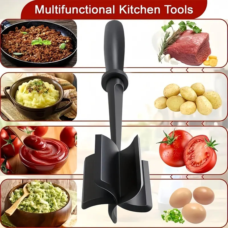Ground Meat Masher, Heat-Resistant Handheld Meat Chopper, Kitchen Gadget & Accessory, Versatile Kitchen Tool, Kitchen Utensils for Hamburger Prep, Gift Idea for Summer