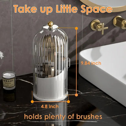 360-Degree Rotating Makeup Brush Organizer