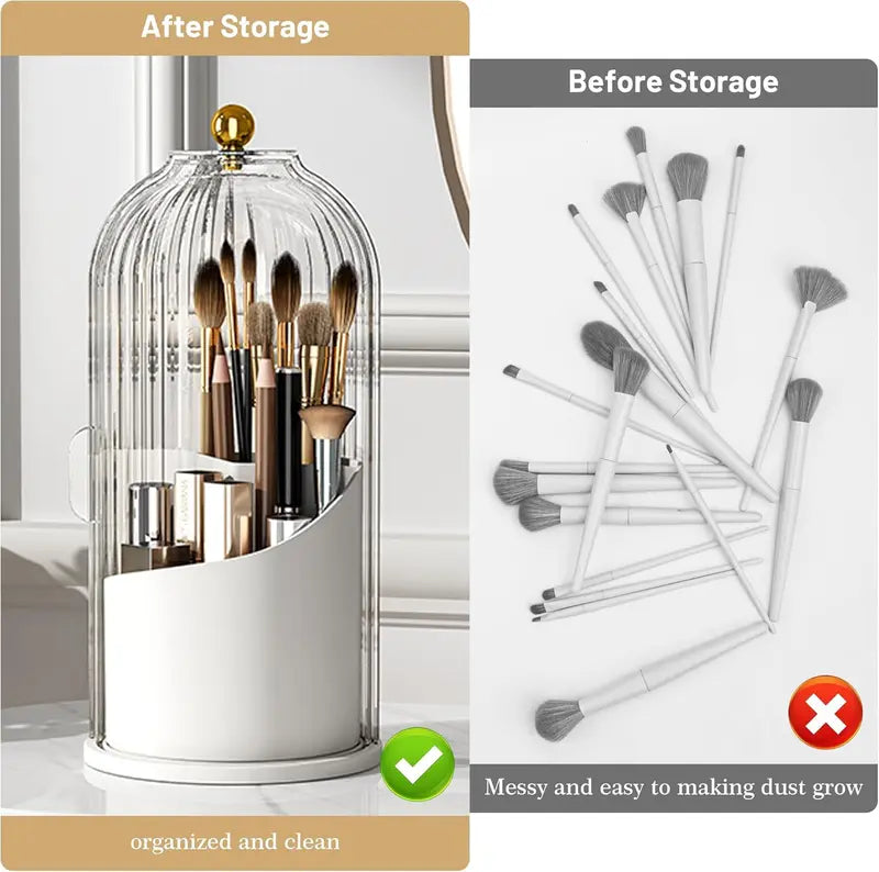 360-Degree Rotating Makeup Brush Organizer