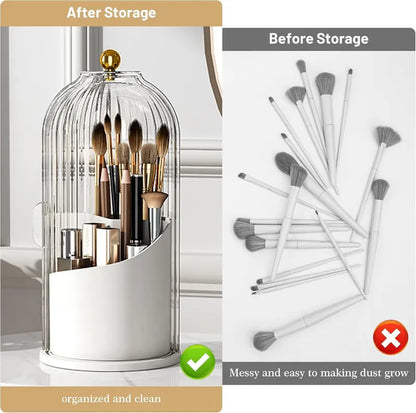 360-Degree Rotating Makeup Brush Organizer