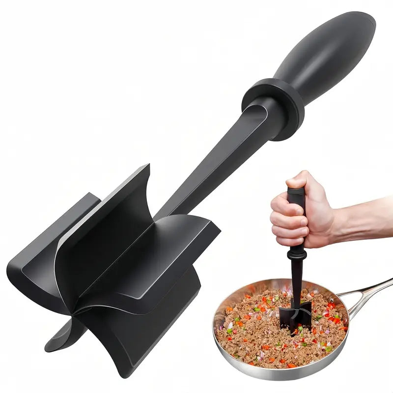 Ground Meat Masher, Heat-Resistant Handheld Meat Chopper, Kitchen Gadget & Accessory, Versatile Kitchen Tool, Kitchen Utensils for Hamburger Prep, Gift Idea for Summer