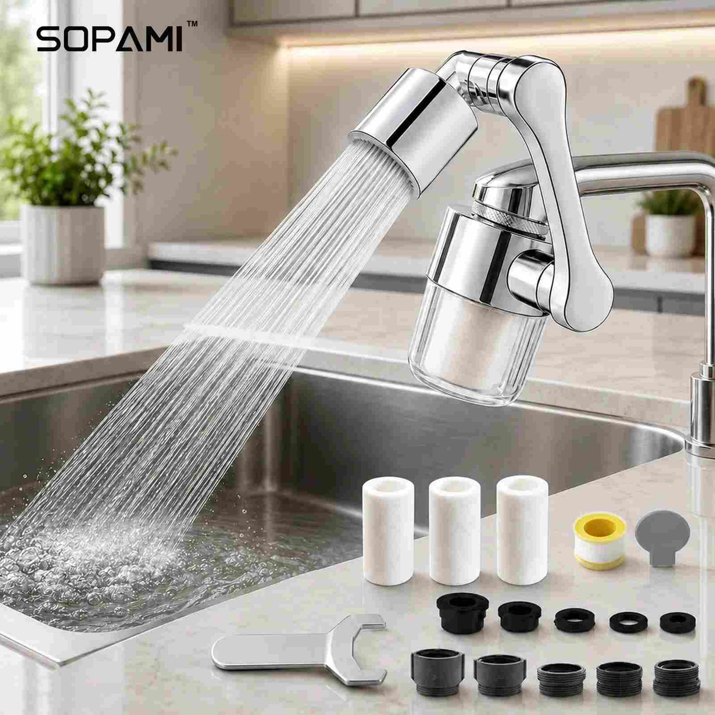 3D Swivel Filter Faucet Extender