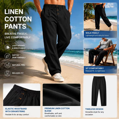 Men's Loose Fit Casual Relaxed Fit LightweightLinen Pants