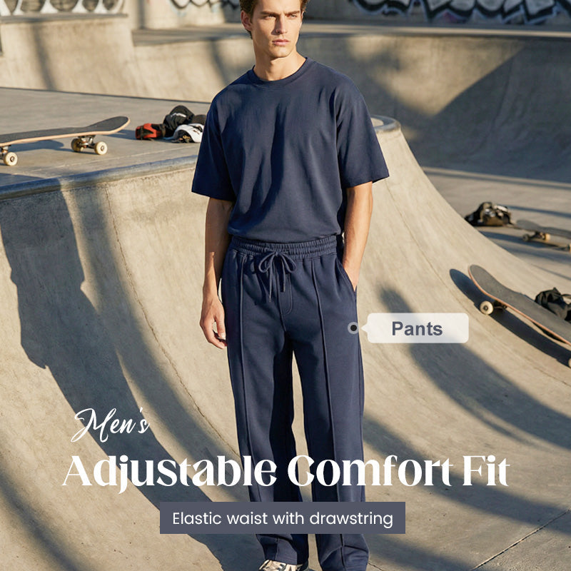 👖 50% OFF NOW! 🌿 Men's Straight Leg Pants – Elastic Waist, Drawstring & Knit – Casual Comfort & Breathable ✨