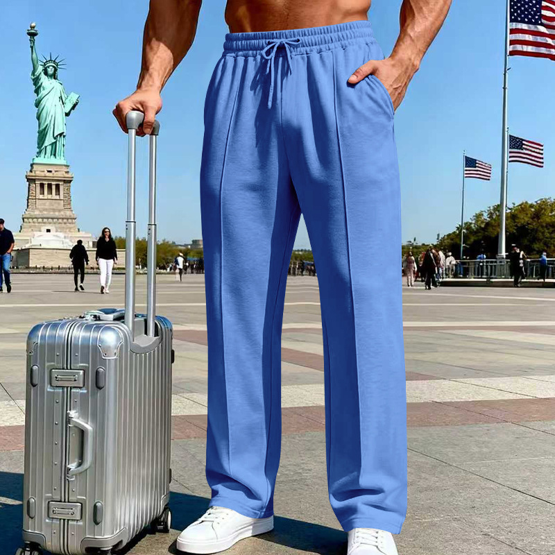 👖 50% OFF NOW! 🌿 Men's Straight Leg Pants – Elastic Waist, Drawstring & Knit – Casual Comfort & Breathable ✨