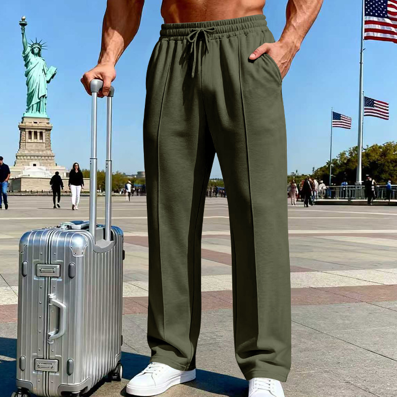 👖 50% OFF NOW! 🌿 Men's Straight Leg Pants – Elastic Waist, Drawstring & Knit – Casual Comfort & Breathable ✨