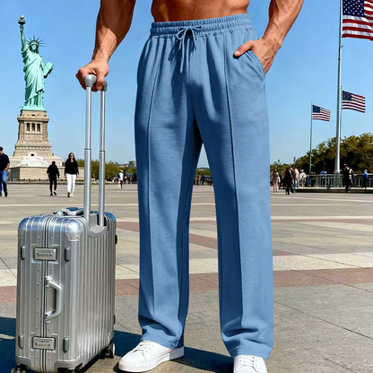 👖 50% OFF NOW! 🌿 Men's Straight Leg Pants – Elastic Waist, Drawstring & Knit – Casual Comfort & Breathable ✨