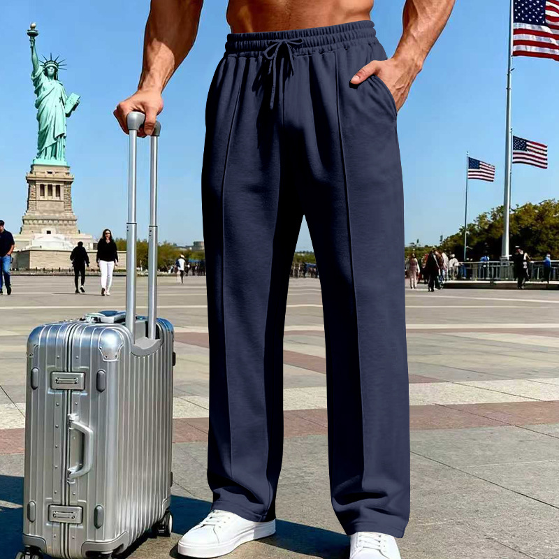 👖 50% OFF NOW! 🌿 Men's Straight Leg Pants – Elastic Waist, Drawstring & Knit – Casual Comfort & Breathable ✨